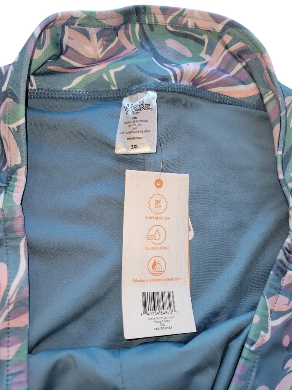 UV Skinz NWT Pastel Leaf Print Bermuda Swim Shorts Women's Size 3XL